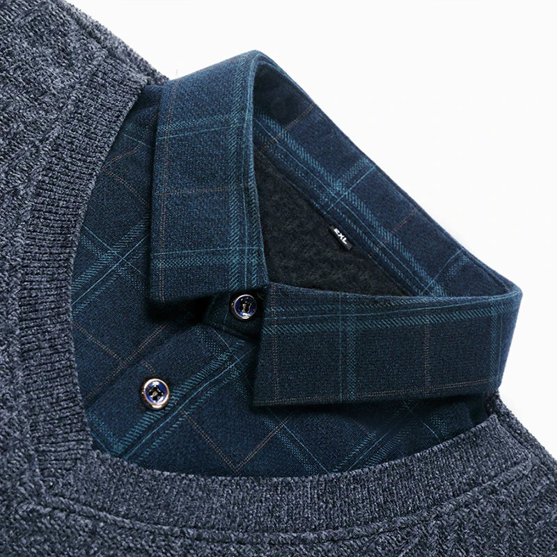 Fashion Thick Fleece Sweater Men's Knitting Pullover Men Winter Autumn Clothing Polo Neck Thickened Warm Pullovers