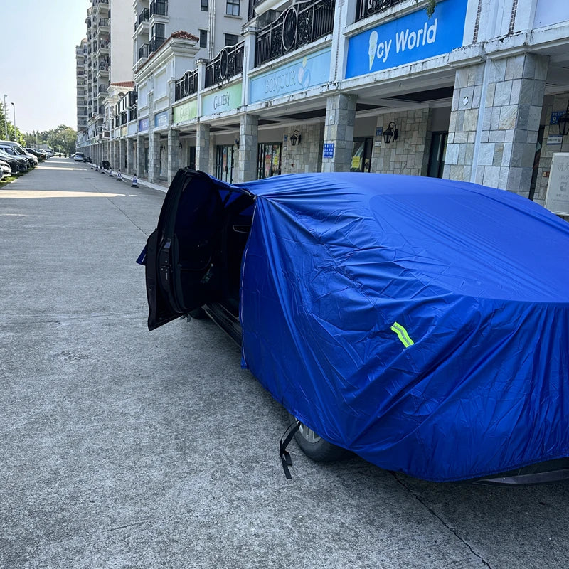 Blue Car Cover Full Exterior Universal SUV/Sedan Full Outdoor Waterproof Sun Rain Snow Protection UV Car Zipper Design