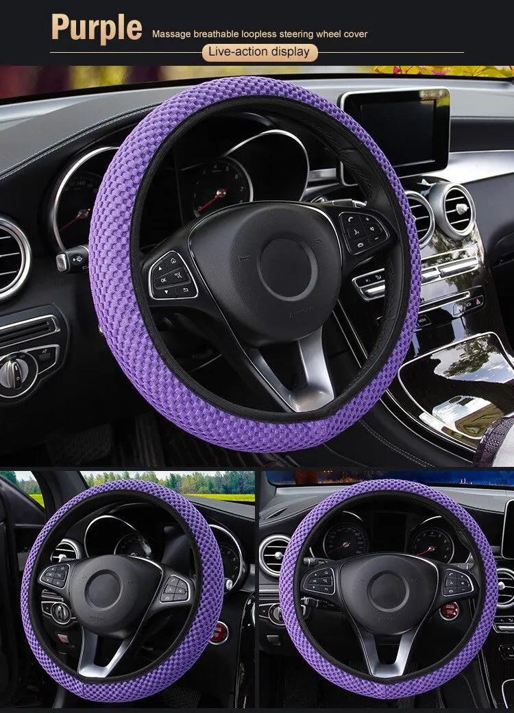 Universal Car Steering Wheel Cover Without Inner Ring Elastic For Nissan Versa Honda Civic 2008 Jimny Seat Leon Accessories