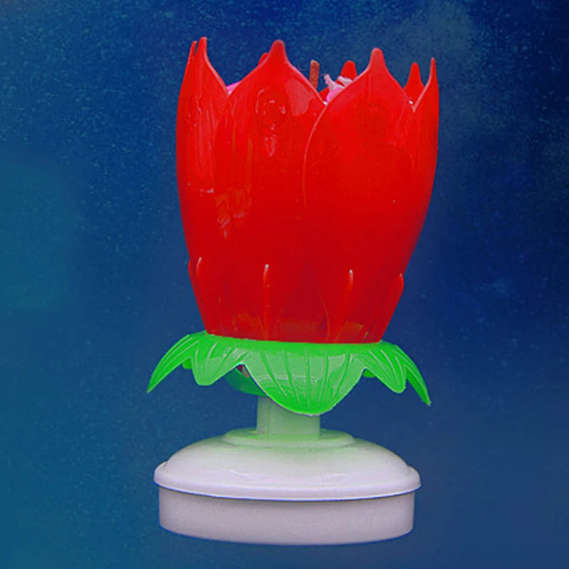 Lotus Candle Rotating Lotus Musical Candle Electric Birthday Cake Candles Flower Candle Reusable Birthday Candle Birthday Candle