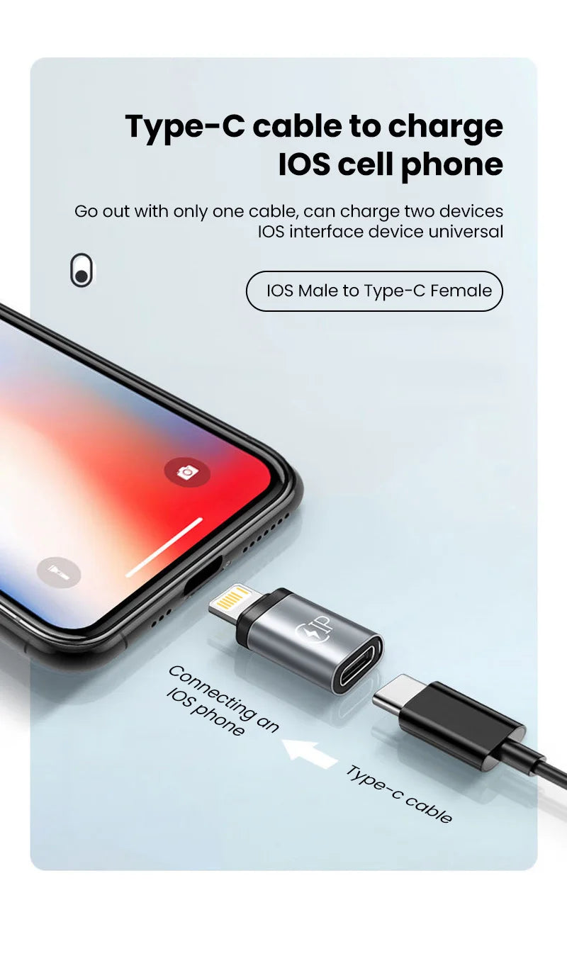 USB Cable Converter Lightning To USB C Adapter 20W Ios to Type-C Adaptador for IPhone 15 14 13 Pro Max Huawei Xiaomi Samsung