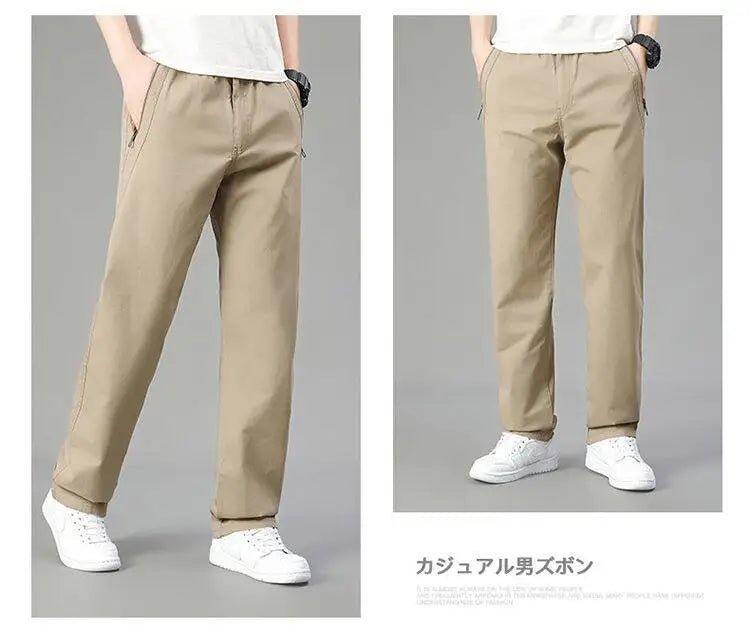 Big Size Men's Cargo Pants Casual Loose Straight Pants Cotton Long Trousers Zipper Pockets Mens Jogger Pants 5XL 6XL