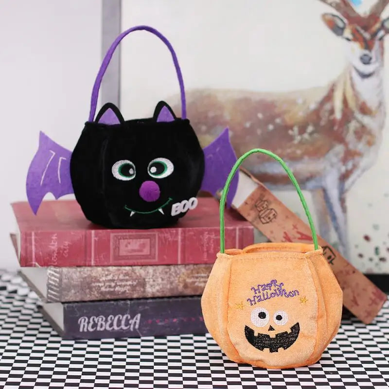 Childrens Gift Goodie Bag Portable Creative Stereoscopic Versatile Halloween Decorations Pumpkin Holiday Tote Gold Velvet Cloth