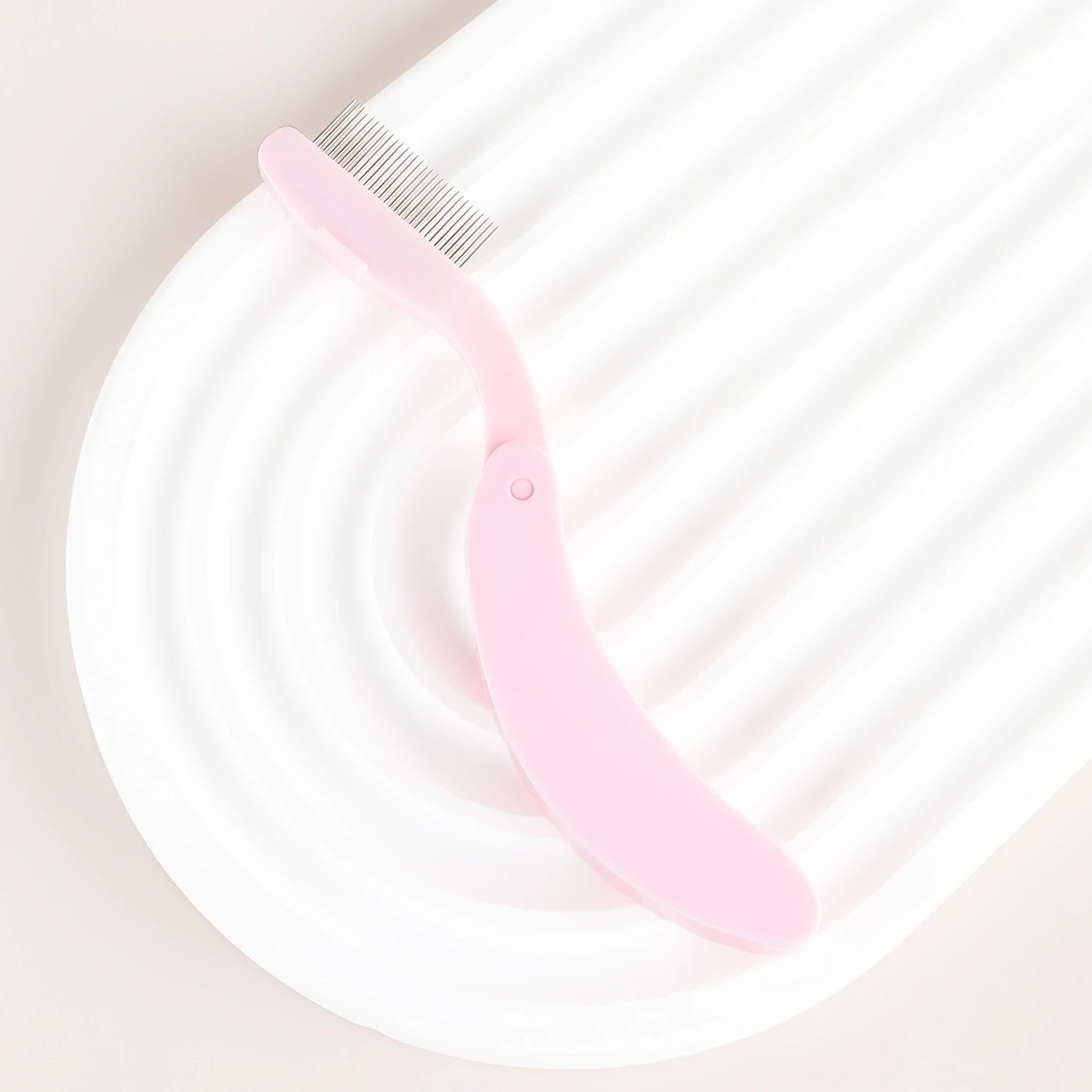 1-pack curved design eyelash beauty folding separator portable eyelash brush comb eyelashes stainless steel eyelash combing tool