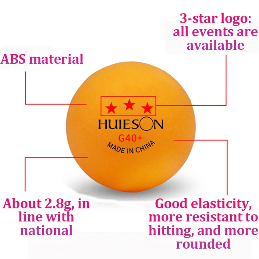 Huieson 3 Star Ping Pong Balls 50~100 PCS ABS 40+ New Material Table Tennis Balls Ping Pong Balls For Competition