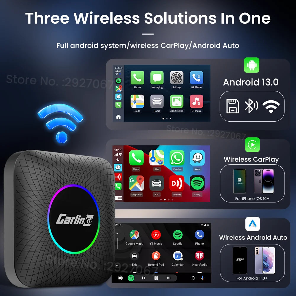 CarlinKit SDM660 Android 13 TV Box CarPlay Ai Box 8G+128G Wireless CarPlay Android Auto 4GLTE BT WiFi Streaming Box for OEM Car