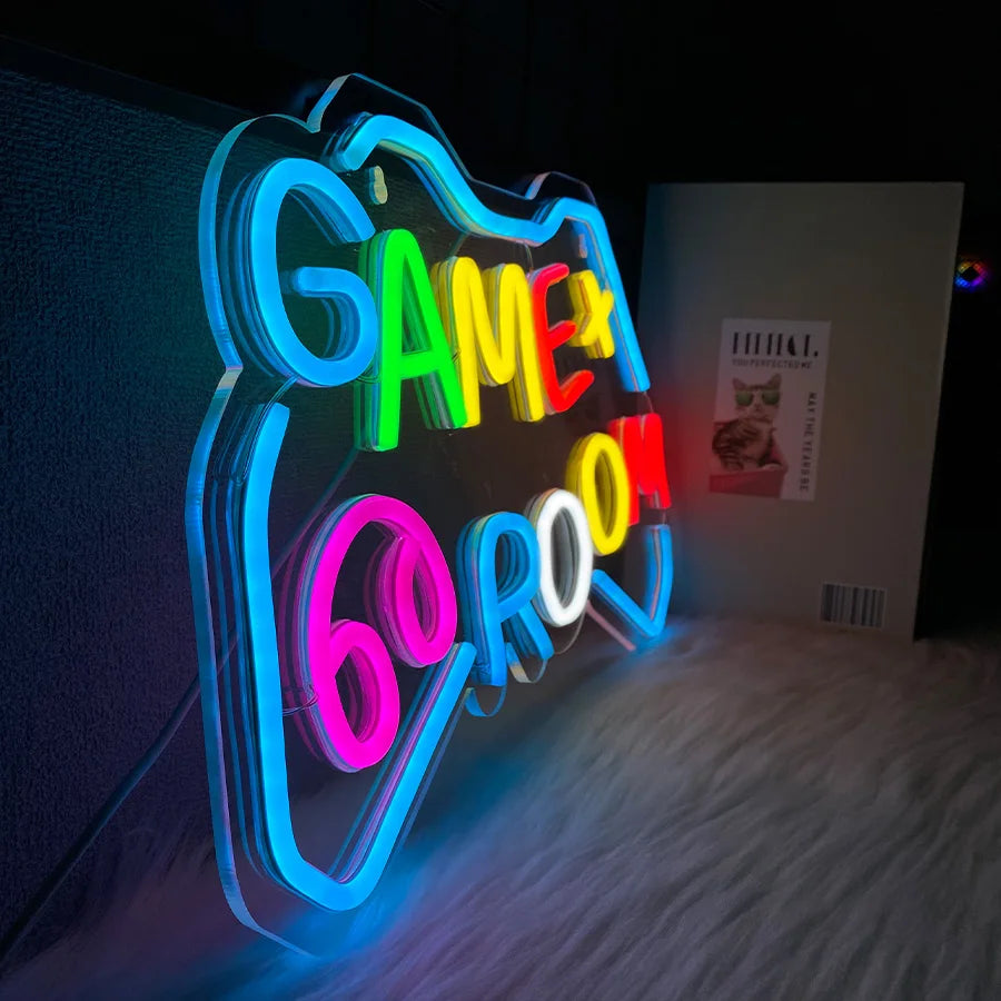 Game Room Neon Sign, Cool Gamepad Icon Usb Power Supply, Used For Bedroom, Club, Game Room, Man Cave Art Decor, Easy To Hang.