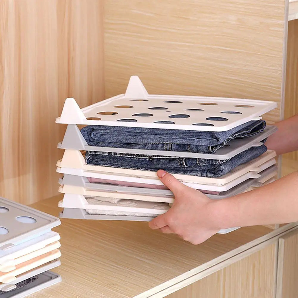 Stackable Shirt Organizer Boards Foldable Clothes Storage Space Saving Wardrobe Drawer Organizer for T Shirt Sweaters Closet Use