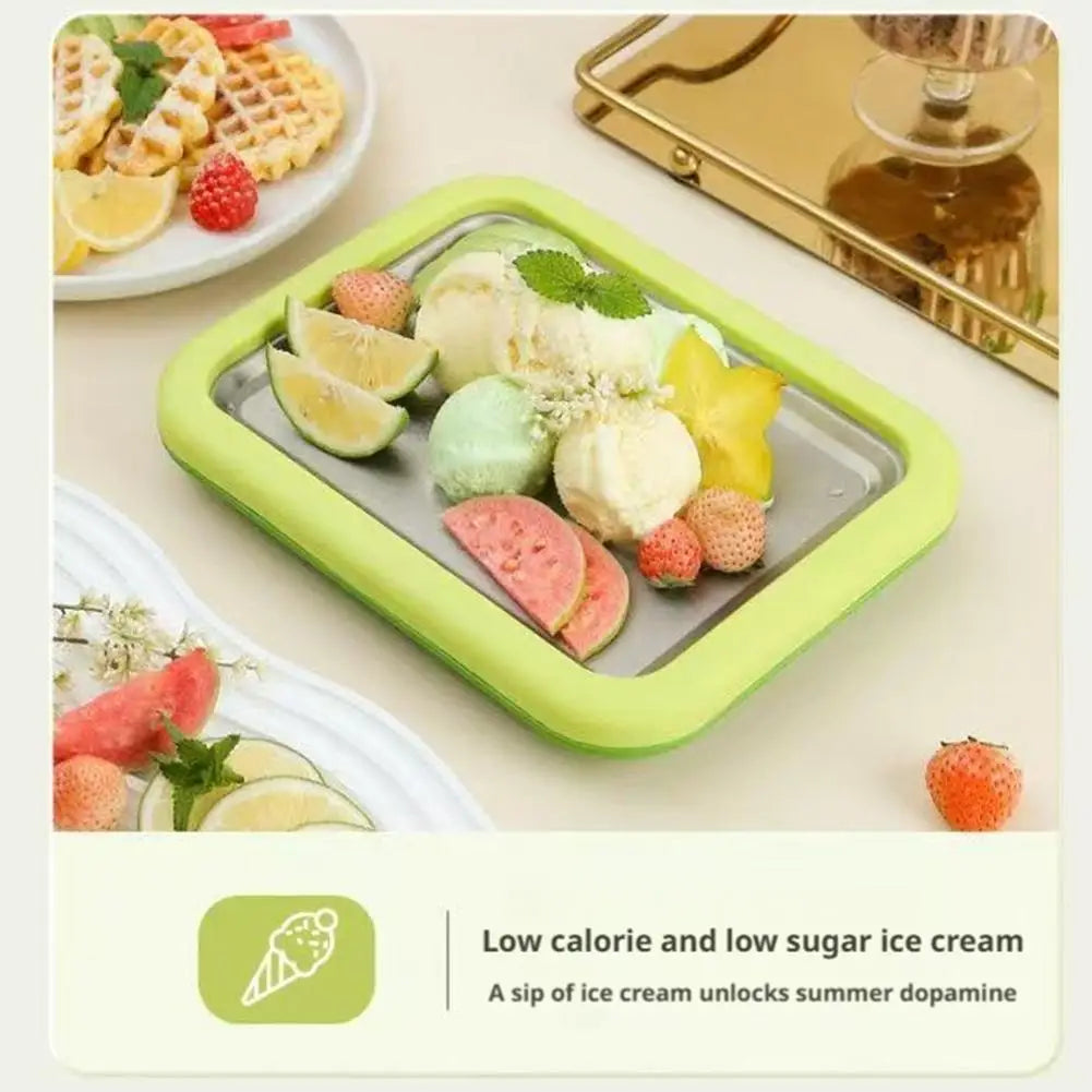 Multifunctional Rolled Ice Cream Maker - Cold Sweet Fried Ice Pan Tool DIY Household Frozen Yogurt Maker - For Homemade Dessert
