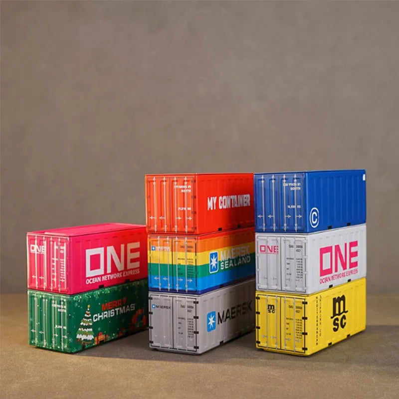 Mini Simulation Shipping Container Model Metal Storage Box Creative Desktop Organizer Ornaments Iron Box Home Office Decoration