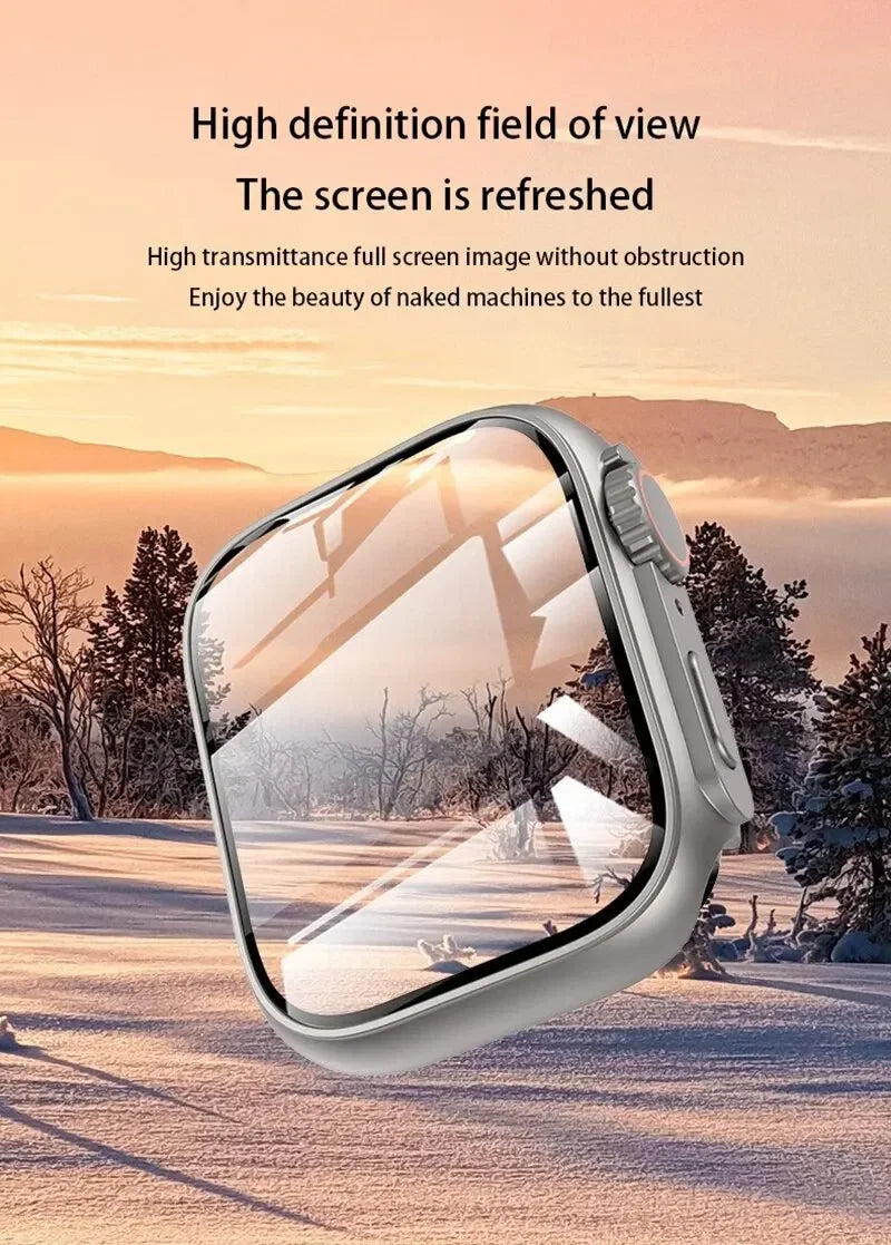 2PCS Case Glass+Case For Apple Watch 42 46 44 45 41 40mm Screen Protector Cover Change Ultra Bumper IWatch Series10 9 8 7 SE 6 5