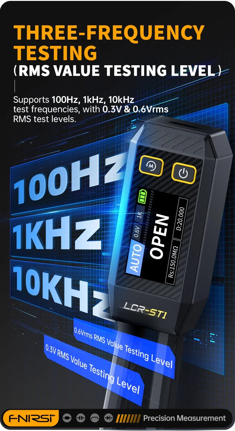FNIRSI LCR-ST1 Smart Bridge Tweezer LCR SMD ESR Tester Resistance Capacitance Inductance Continuity Diode Test Auto Multimeter