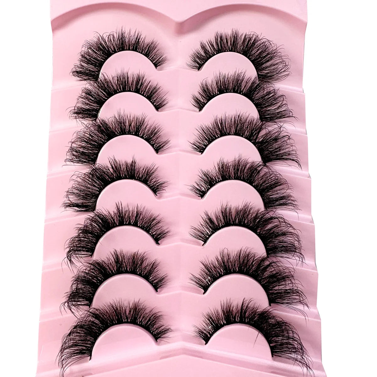 New 7Pairs Lashes 3D False Eyelashes 5D Fluffy Faux Mink Lashes Cat EyeLashes Reusable Volume Mink Eyelashes Extention Makeup