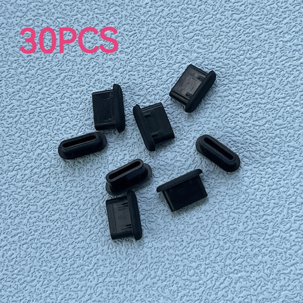10/30/50PCS Type-C Silicone Dust Plugs Phone USB Charging Port Protector Cover Type C Anti-dust Cap for Samsung Xiaomi Huawei