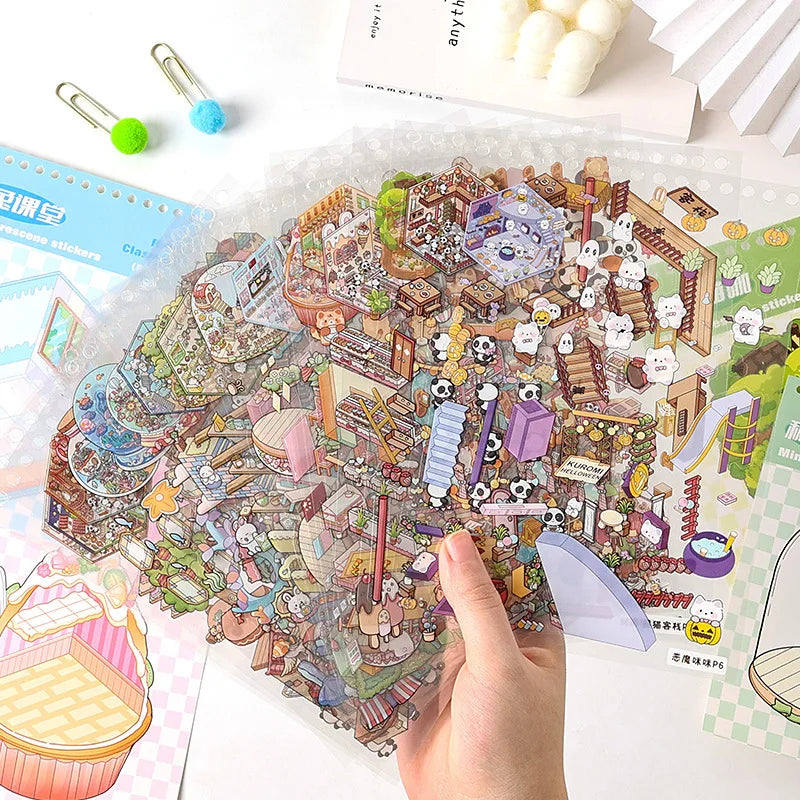 20Sences in Book 2.5D Landscape Sticker Album Cartoon Scene DIY Toy Game Festival Birthday Present Gift Box for Kid Girl Child