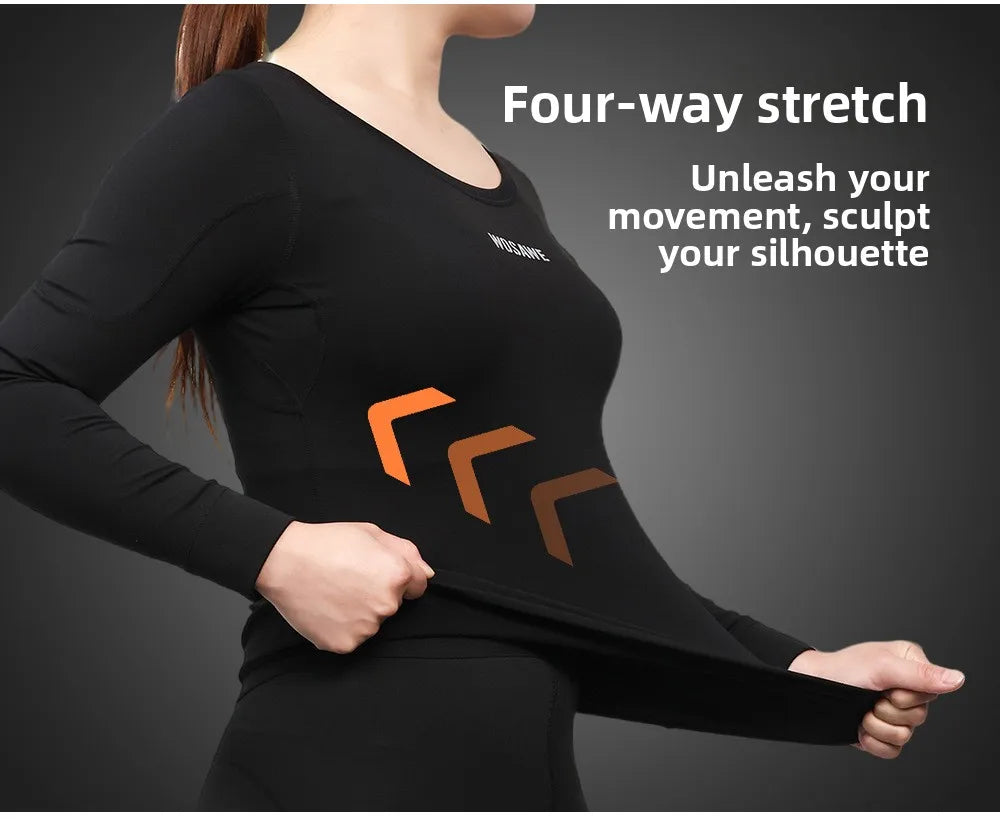 WOSAWE Women's Fleece Lined Thermal Underwear Set Motorcycle Skiing Base Layer Winter Warm Long Johns Shirts & Tops Bottoms