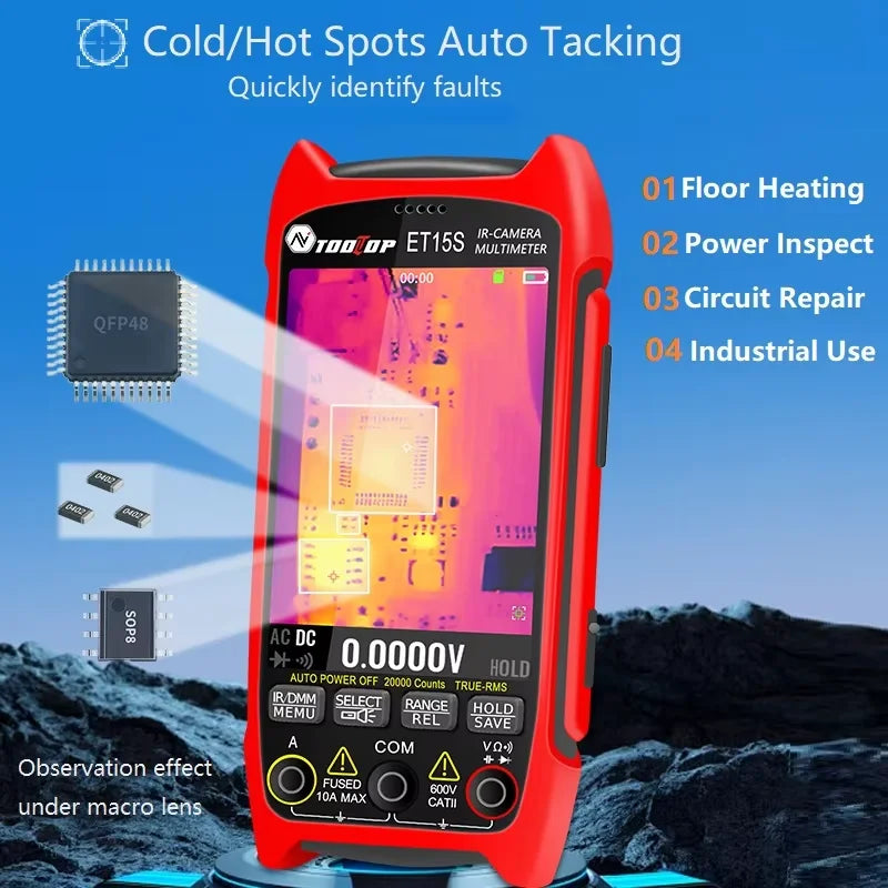 256*192 Industrial Thermal Camera 3.5Inch PCB Thermal Imager with 19999 Counts Multimeter Circuit Board Electrical Inspect