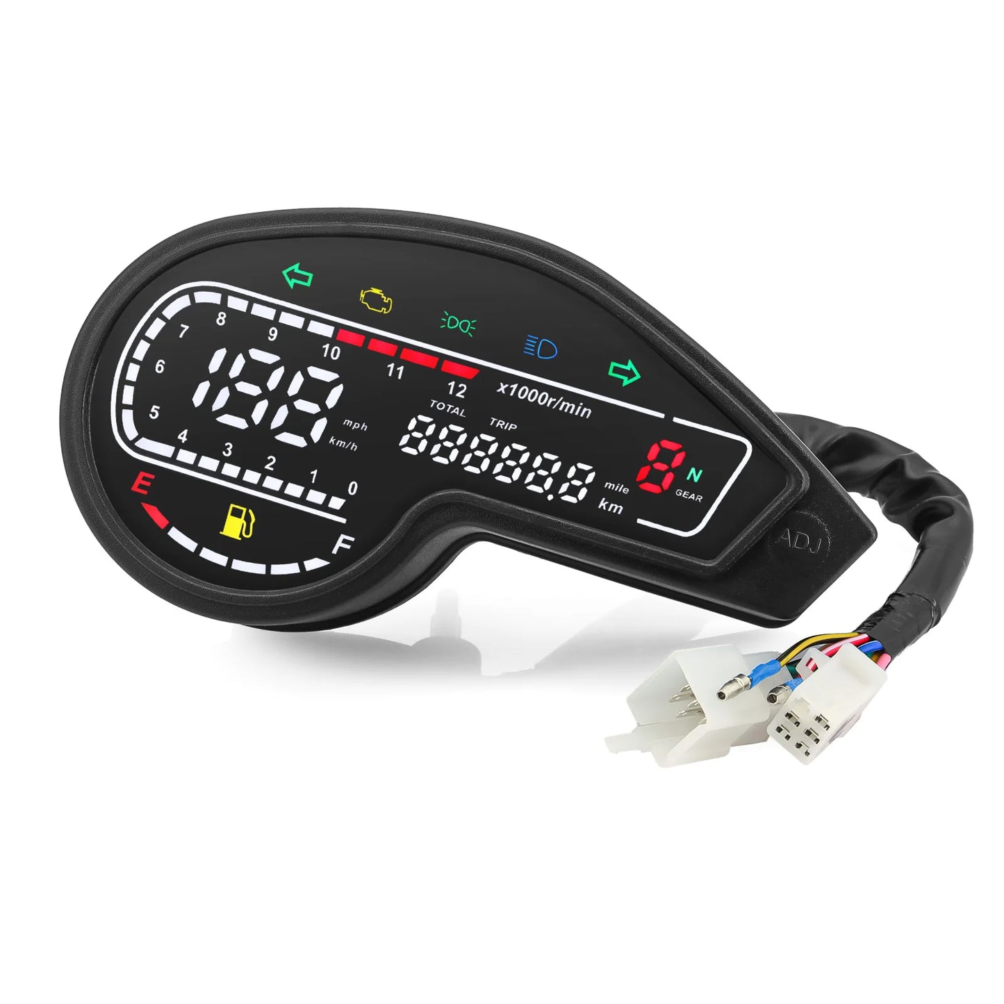 Universal RPM Motorcycle Meter Digital Odometer LCD Speed Meter Instrument Oil Gauge Total Mileage Dashboard Multi-function Trip