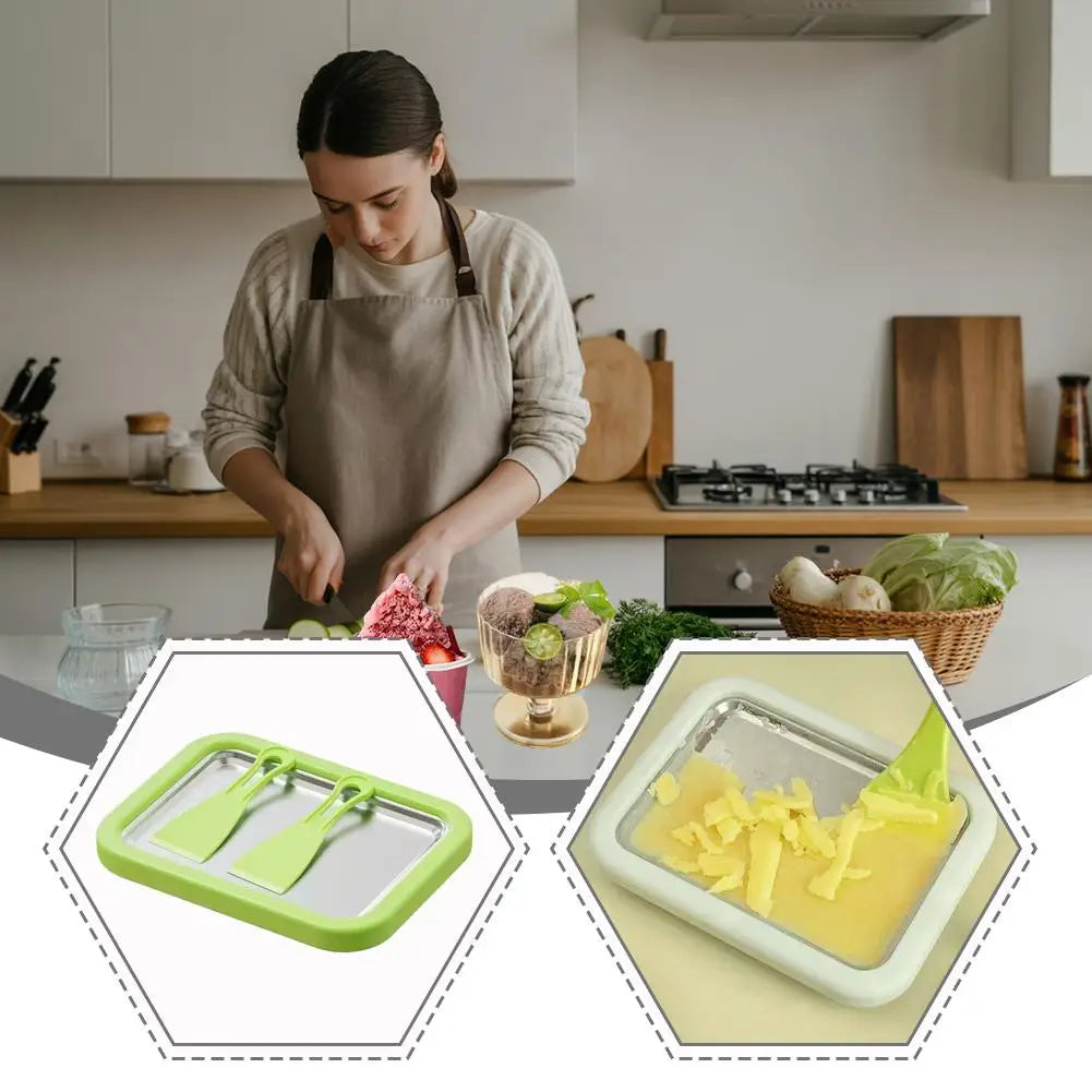 Multifunctional Rolled Ice Cream Maker - Cold Sweet Fried Ice Pan Tool DIY Household Frozen Yogurt Maker - For Homemade Dessert