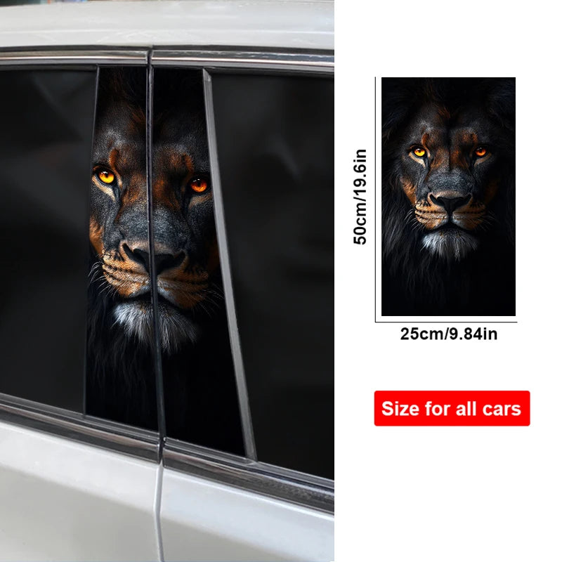 2pcs Lion Animal Car Decal Car B Pillar Decal Vinyl Waterproof Car Door Post Decal Diy Car Modification Styling Decal