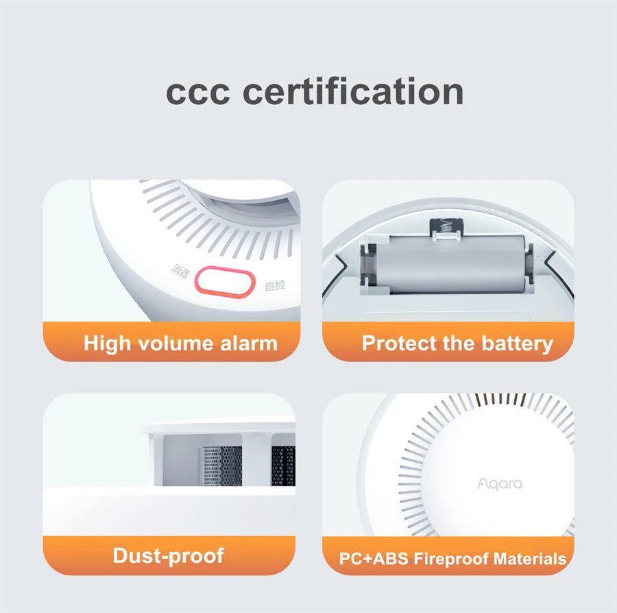 Aqara Smart Smoke Detector Sensor Zigbee 3.0 Fire Alarm Monitor Sound Alert Home Security APP Work With Xiaomi Mi home Homekit