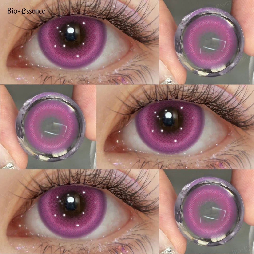 Contact Lenses for Halloween 2PCS Colored Contact Lenses Cosplay Purple Lenses 1Yearl Fashion Color Beauty Lenses Bio-essence