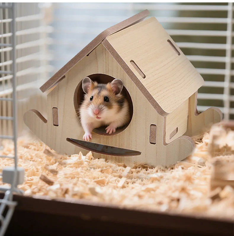 Hamster Squirrel Solid Wood Avoidance House Hedgehog Wooden House Golden Bear Nest Dutch Pig Dormitory Rutin Chicken Large House