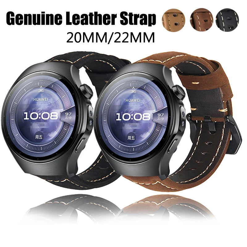 Quick Release Leather Straps for Huawei Watch 5 46mm GT 5 4 Quality Genuine Leather Band for Huawei Watch 5 46mm Accessories