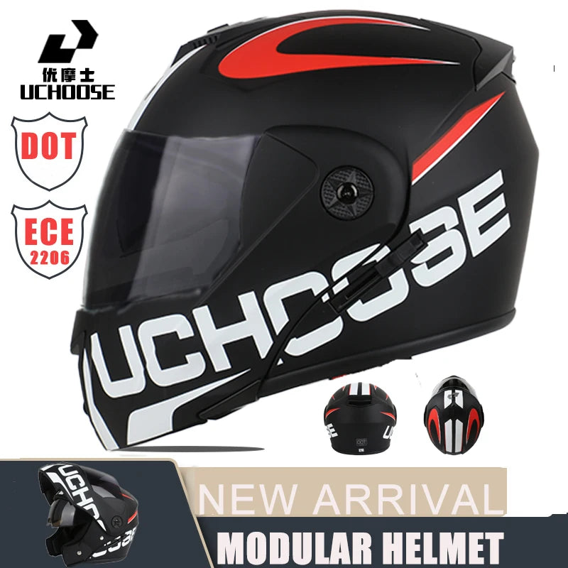 New Modular Motorcycle helmet full face racing with Double sun visor Women man flip up helmet Double lens DOT