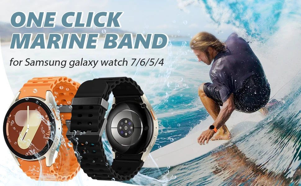 No Gaps Silicone Strap for Samsung Galaxy Watch 7 6 5 4 FE 40mm 44mm/4 6 Classic/5 Pro Sport Bracelet Galaxy Watch 7 Band 44 mm