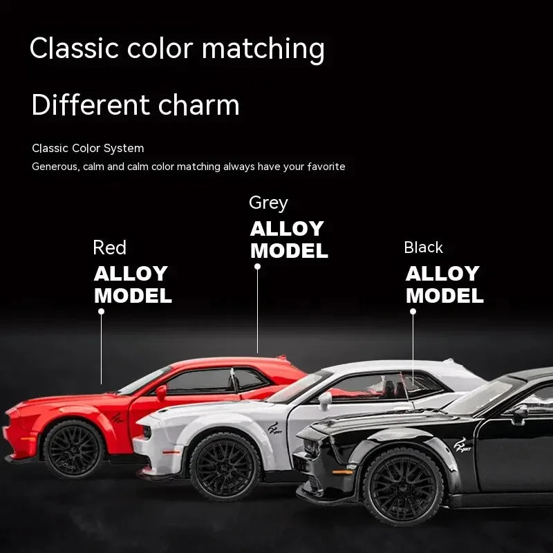 1：32Die-cast Metal Dodge Challenger Toy Car Simulation Model Can Light Up Can Drive Boring Boy's Gift Christmas Gift