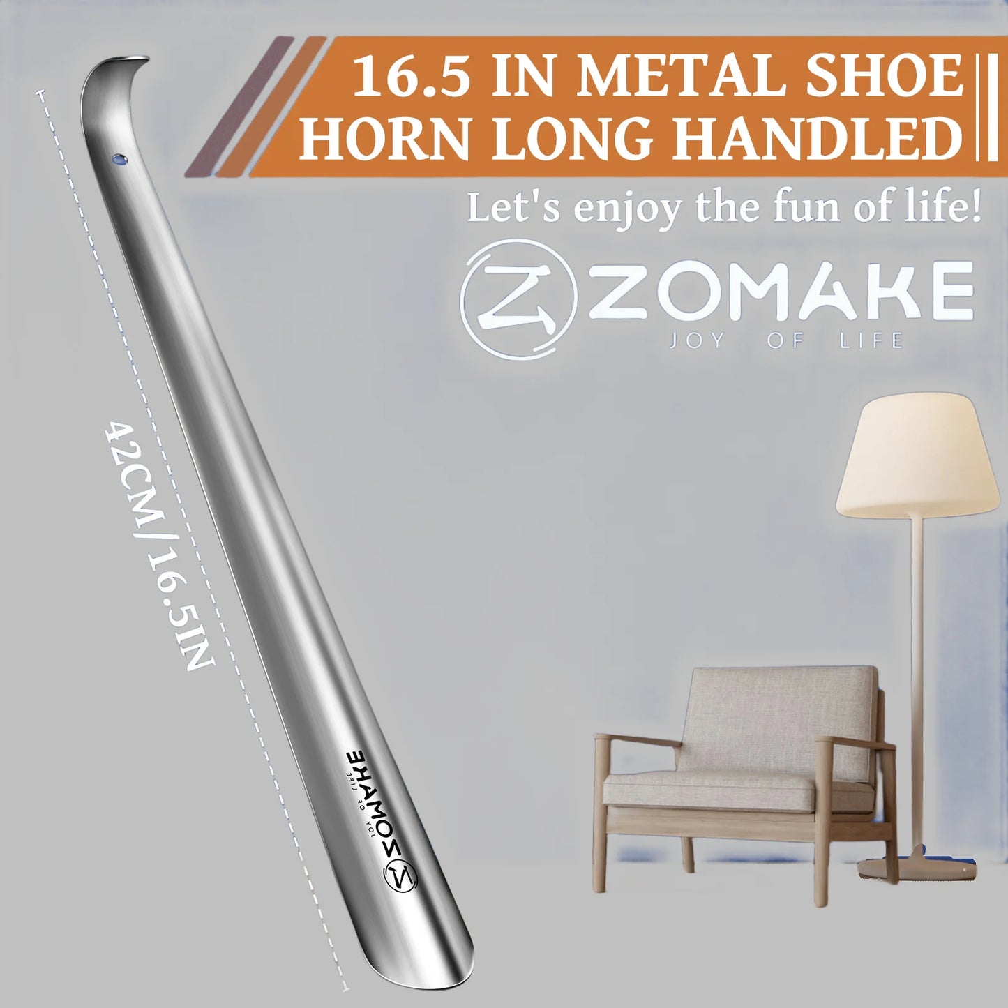 42cm Extra Long Shoe Horn Stainless Steel Silver Metal Shoes Remover Shoehorn Lifter Aid Slip Shoe Pull Tool Shoespooner