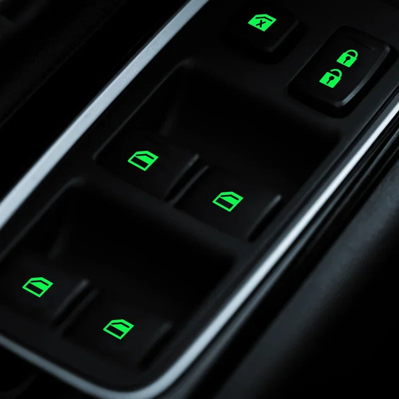 Car Interior Stickers Auto Accessories Car Window Button Luminous Sticker Lifter Switch Night Fluorescent Decals