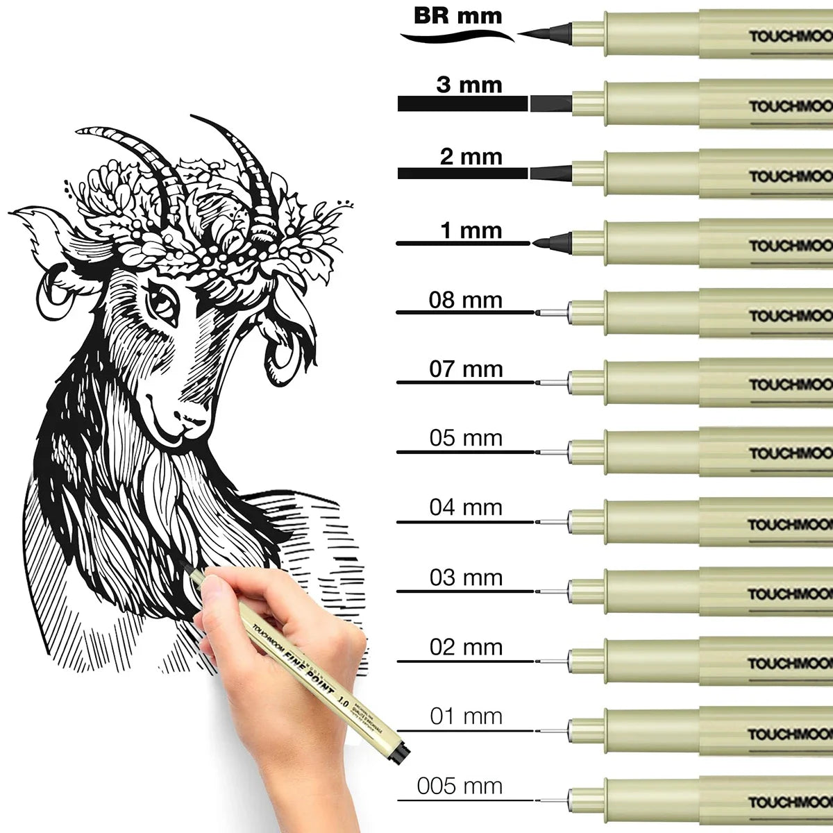 6-12Pcs/Set Hook Needle Pen Hand-painted Fineliner Sketch Pen Student Study Office Supplies Special Stationery Art Supplies