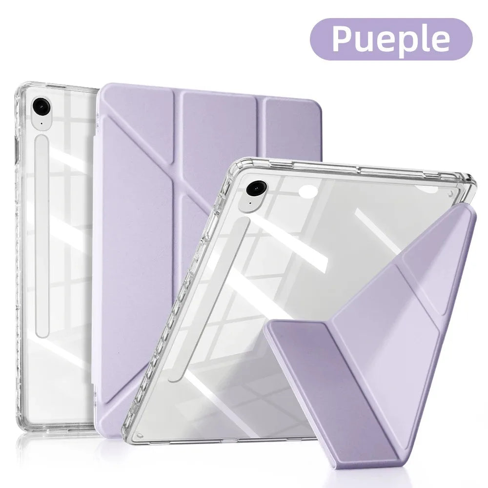 Clear Case for Samsung Galaxy Tab S9 11 S9 FE A9 8.7 inch A9 Plus S10 FE S9 Plus S10 Plus 12.4 Y-shaped Casing with Pencil Holde