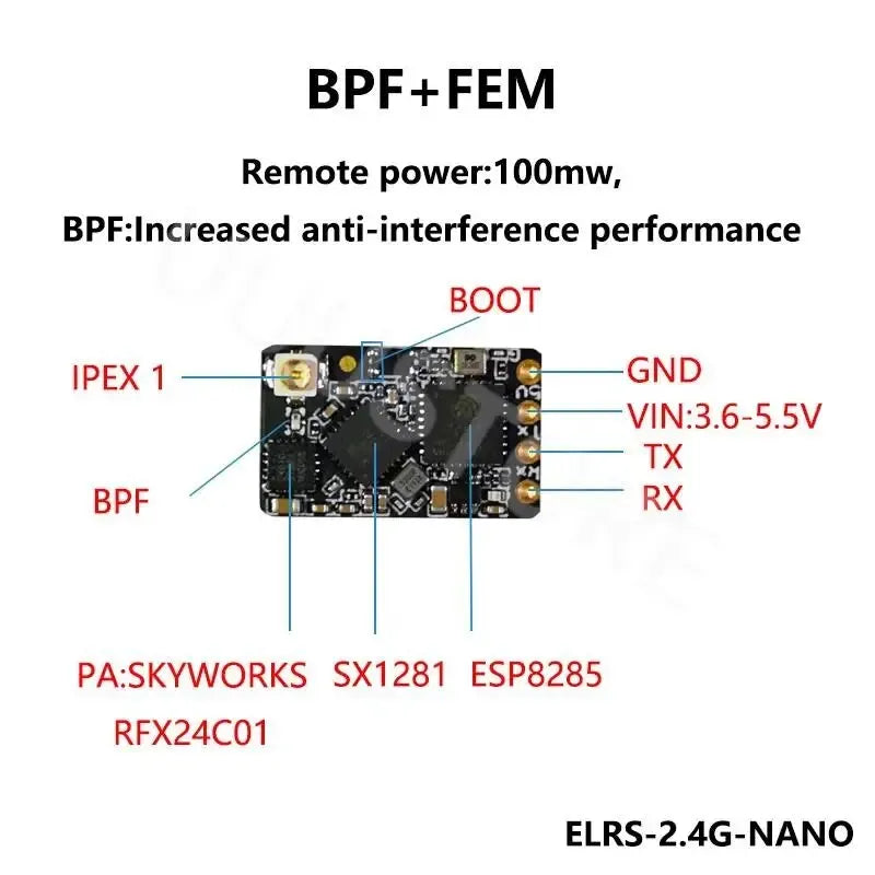 ELRS 2.4GHz NANO ExpressLRS Receiver BETAFPV NANO 2400 RX With T Type Antenna Support Wifi Upgrade for FPV RC Drone