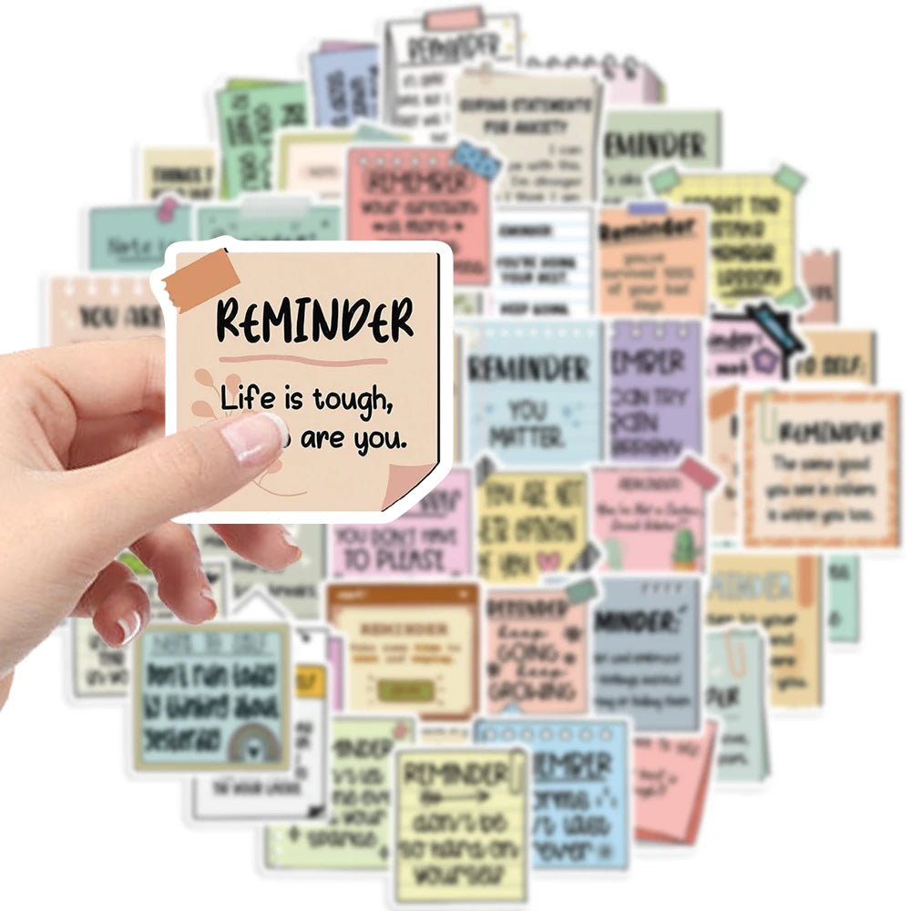 50PCS Reminder Motivational Phrase Stickers for DIY Fridge Diary Car Scrapbooking Notebooks Laptop Phone Bottle Party Gift Decal