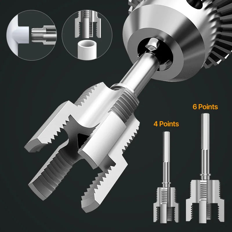 HUHAO PPR/PVC Water Pipe Thread Opener Hand Tools Internal Thread External Thread Integrated Tapping Tool Thread Drill Bit