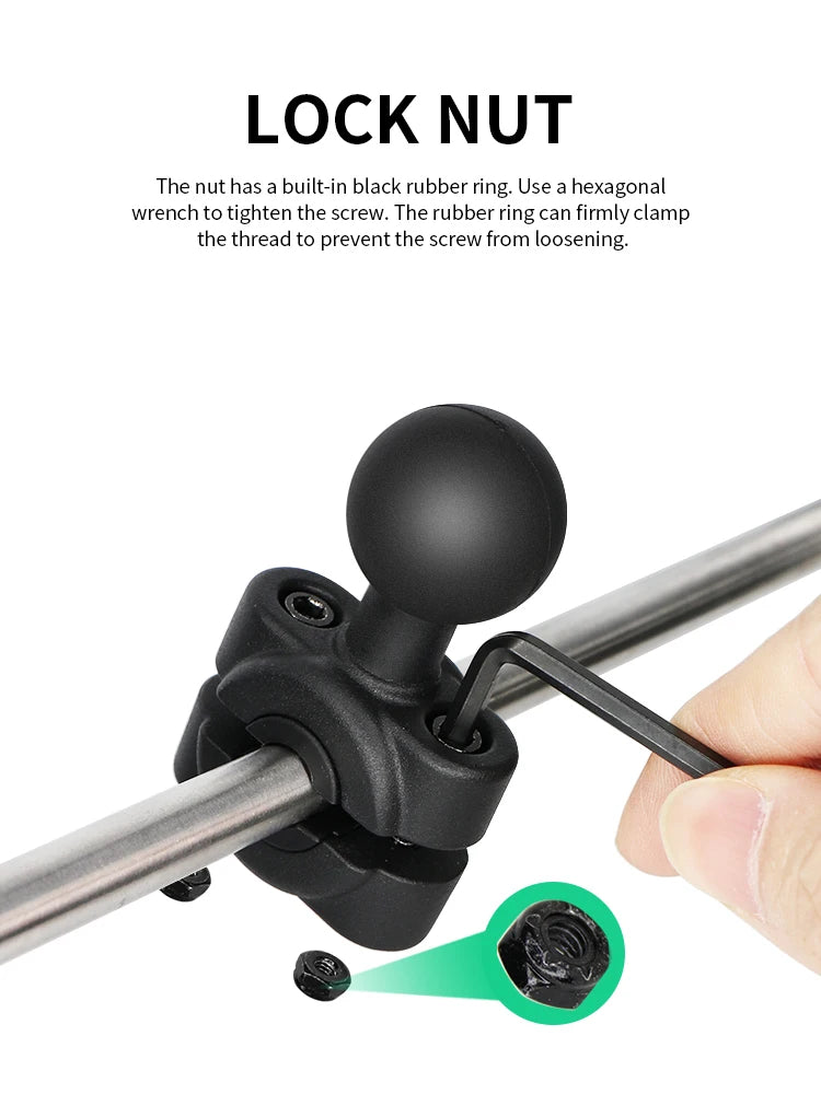 VIN Mounts Flexible Torque Small Rail Base - B Size Anti-Slip for diameter 0.32” to 0.55”- Pipe Phone Mount for Ram Mount