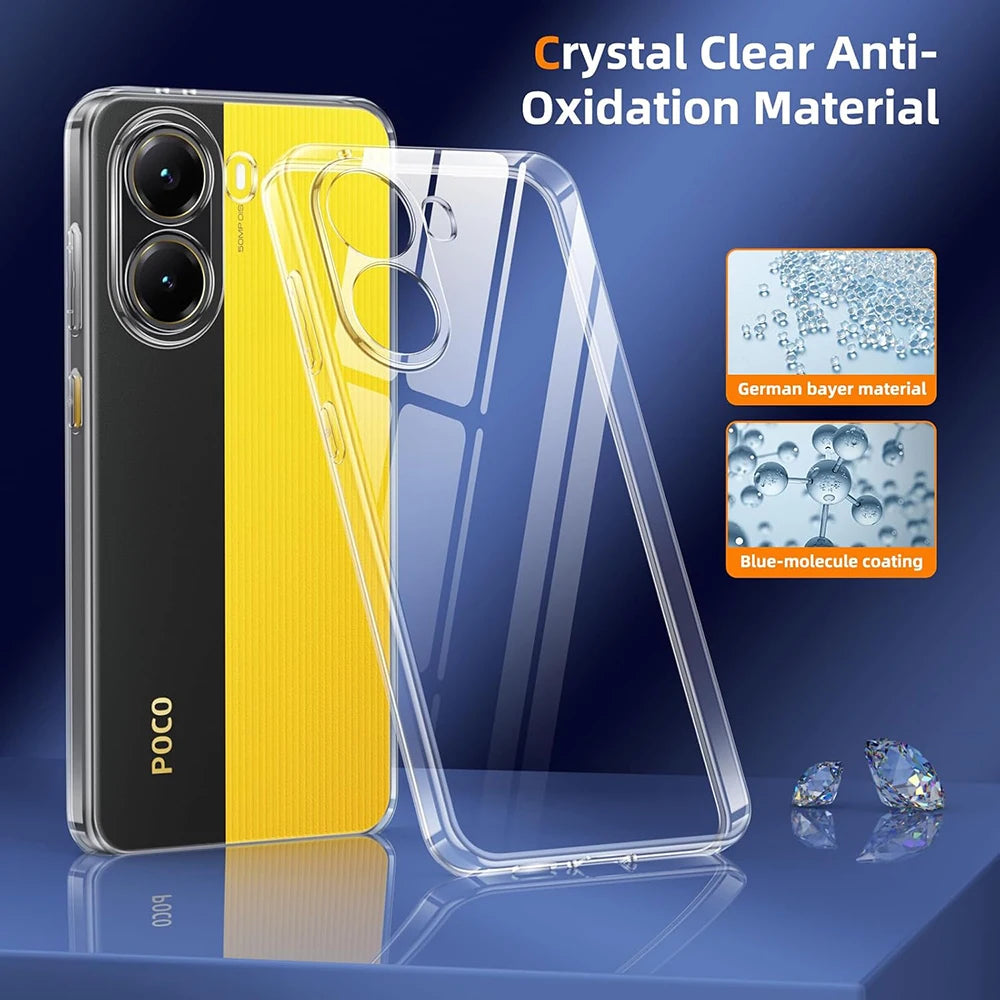 Transparent Silicone Case For Xiaomi Poco X7 X6 X5 X4 X3 X2 M7 M6 M5 M4 M3 Pro GT F6 F5 F3 F1 4G 5G Cover Clear Shockproof Shell