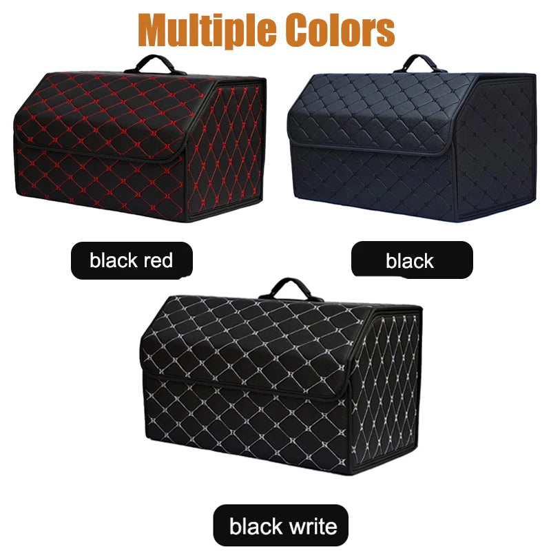 Car Trunk Storage Box Large Capacity Auto Multiuse Tools Organizer Box Stowing Tidying Leather Folding for Emergency Storage Box