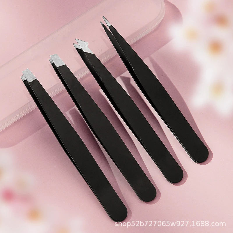 Precision Stainless Steel Tweezers For Eyebrow Hair Facial Hair Removal, Splinter, Blackhead Slant Tip Angle Tip Pointed Tip