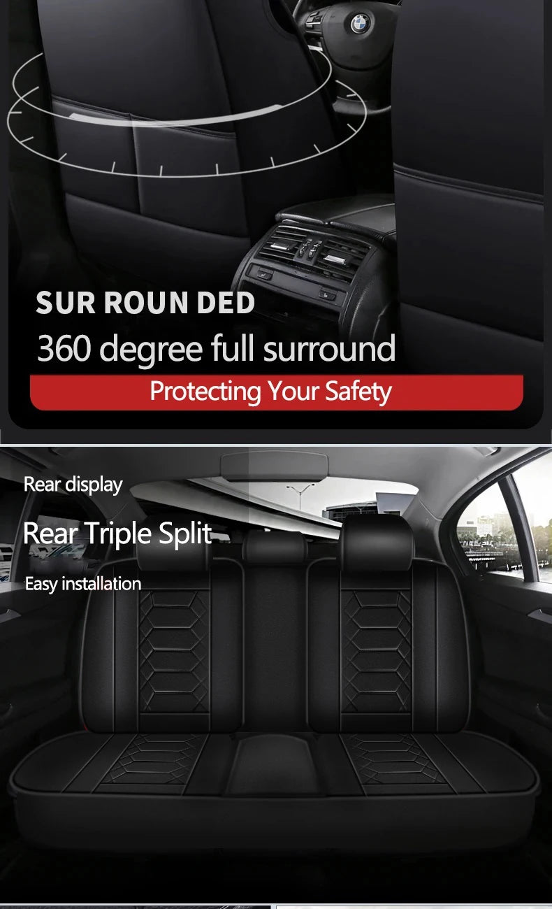 4 Pc Custom Luxury Breathable 3D Four Season Universal PU Leather Car Seat Cover Full Set