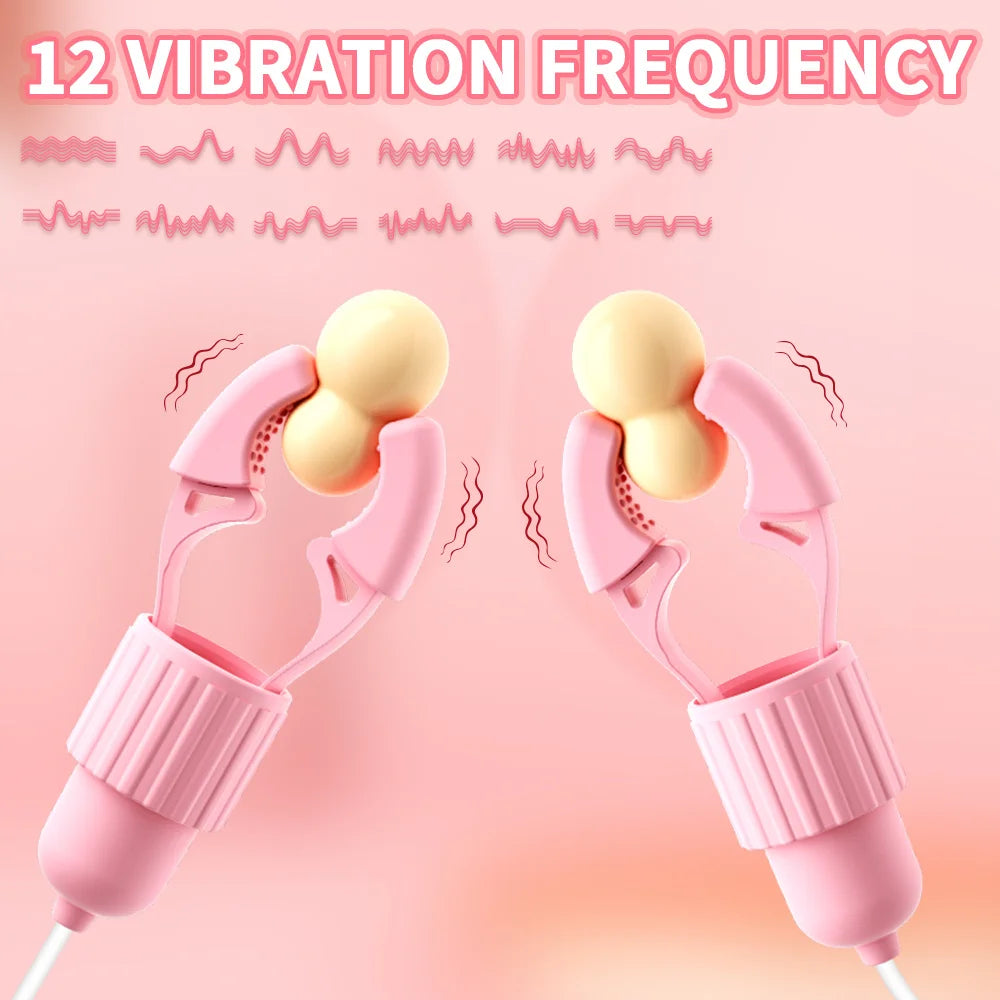 Sucking Vibrating Nipple Clamp Tongue Licking Vibrator For Women Breast Massage Labia Clitoris Clip Stimulation Massager Sex Toy