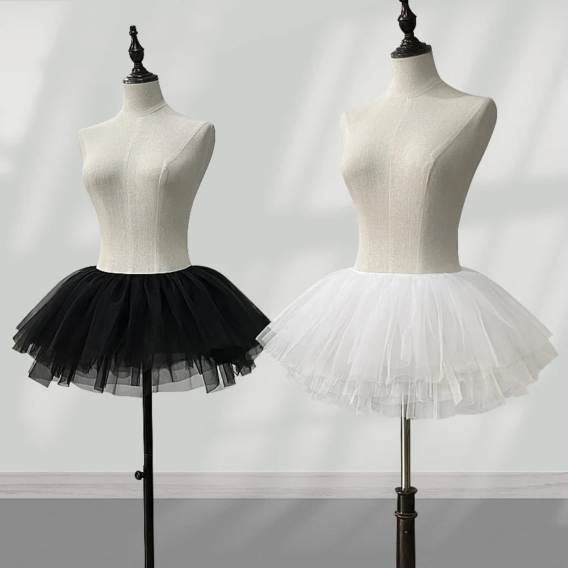 White Black Puffy Tulle Lolita Underskirt Women Cosplay Ballgown Kids Bridal Boneless Petticoats Tutu Dress