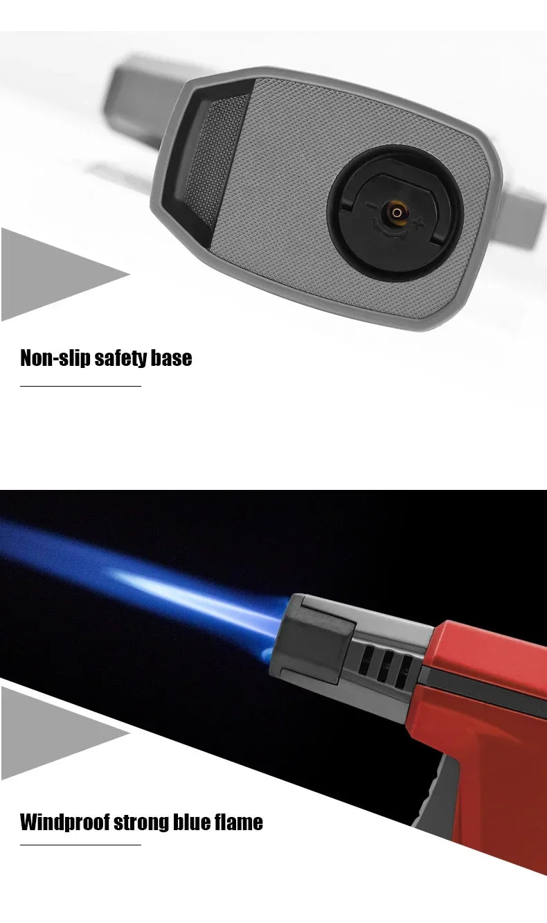 JOBON Multiple-uses Spray Gun Welding Gun Windproof Strong Blue Flame Gun Lighter with Flame Lock Non-slip Base Ignition Gadgets
