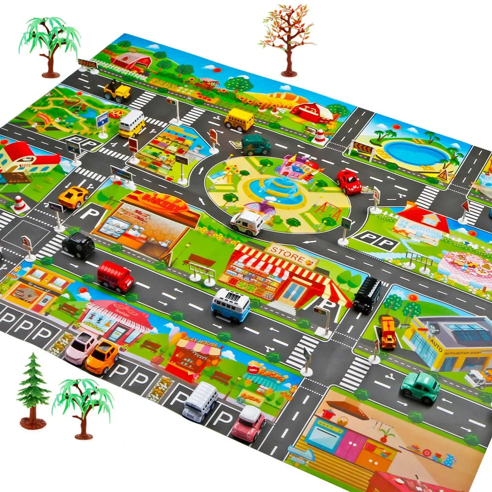 Road Mats Children Traffic Car Map Boy Girls Educational Toys Road Carpet Playmat For Baby Mats Cartoon City Rug Kids Toys Games