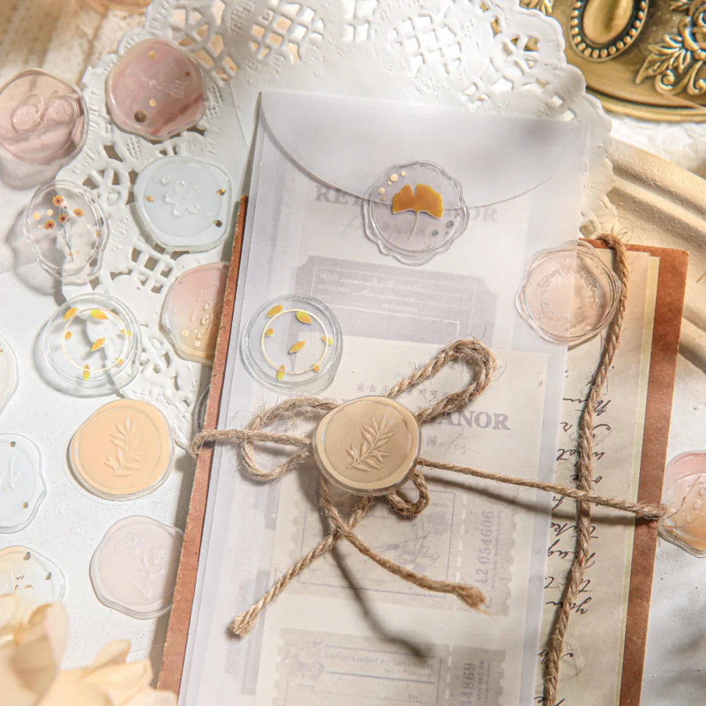 Mr.Paper 4 Style Fire Paint Seal Drip Glue Stickers Good-Looking Envelopes Sealing Paste Handbook Decoration Sticker Stationery