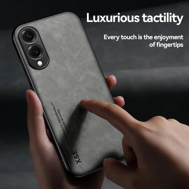 Magnetic Sheepskin Leather Case For Samsung Galaxy S25 S24 S23 S22 S21 S20 Ultra FE S25 Edge S10 S9 Plus Soft Shockproof Cover
