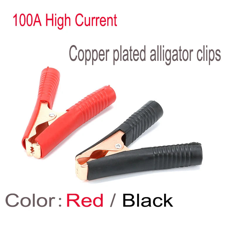 Alligator Clips wire Metal Connector DIY Clips Test Probe Black Red Color  Cableinsulated clamp testing Clamp Jumper Line